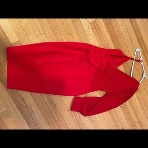 Red one shoulder dress by AIJEK